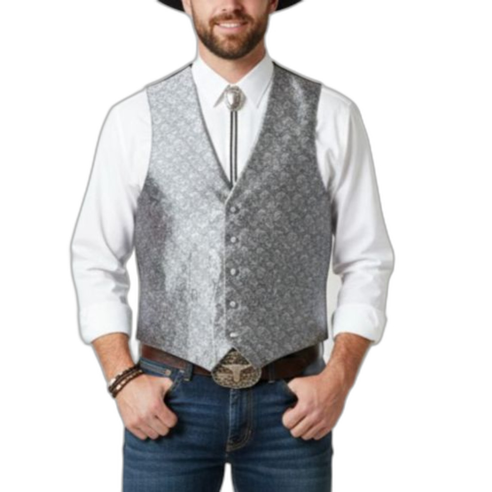 Carrot & Gibbs NWOT Men's Silver Gray 100% Silk Paisley Hand-Crafted Vest Sz 42